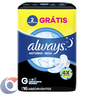 Absorvente Noturno Always Noites Tranquilas Seca Com Abas 16 Un