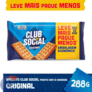 Biscoito Salgado Club Social Original Embalagem Econômica 288g
