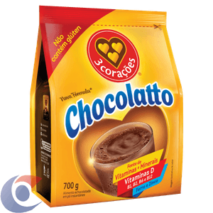 Achocolatado Em Pó 3 Corações Chocolatto 700g