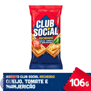 Biscoito Salgado Club Social Recheado Queijo, Tomate E Manjericão Multipack 106g