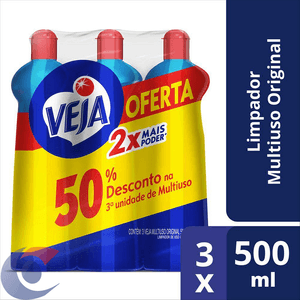 Limpador Multiuso Veja Gold Original Com 3 Unidades De 500ml