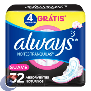 Absorvente Noturno Always Noites Tranquilas Suave Com Abas 32 Un