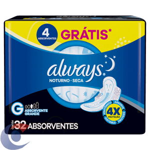 Absorvente Noturno Always Noites Tranquilas Seca Com Abas 32 U