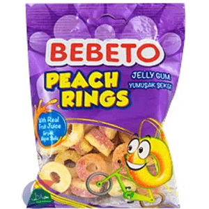 Bala Turca Bebeto Gelatina Aneis Pêssego 80g