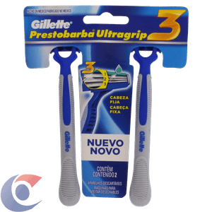 Aparelho De Barbear Gillette Prestobarba Ultragrip3 Cabeça Fixa 2 Un