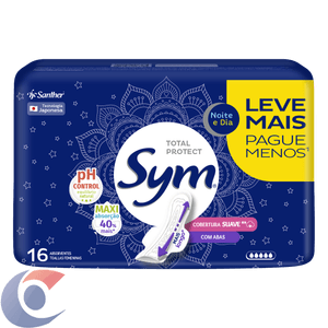 Absorvente Sym Noite & Dia Noturno Suave Com Abas - Leve 16, Pague 14