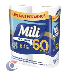 Papel Higiênico Mili Sensitive Care Dual Folha Dupla Neutro 6 Rolos De 60m