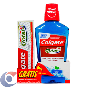 Enxaguante Bucal Colgate Total 12 Clean Mint 500ml Grátis Creme Dental Total 12 90g