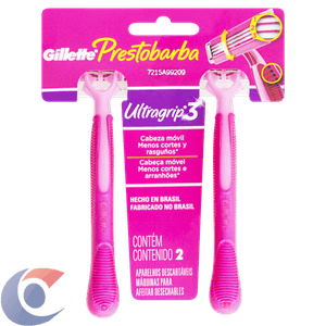 Aparelho De Depilar Prestobarba Ultragrip Feminino 2 Un