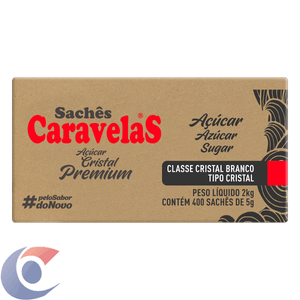Açúcar Cristal Caravelas Contém 400 Sachês De 5 Gramas