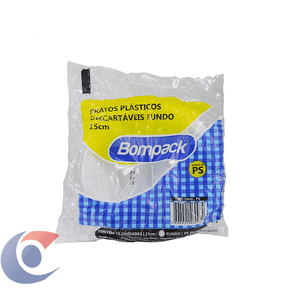 Prato Plástico Fundo Bompack 15cm 10un