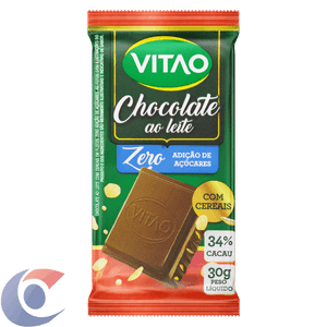 Barra De Chocolate Vitao Ao Leite Com Cerais Crocante Zero Açúcar 22g