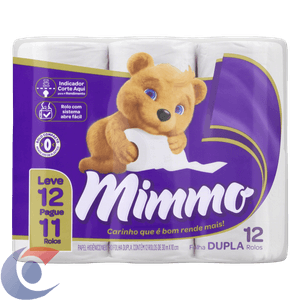 Papel Higiênico Neutro Mimmo Folha Dupla 30m - Leve 12, Pague 11