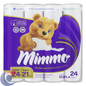 Papel Higiênico Neutro Mimmo Folha Dupla 30m - Leve 24, Pague 21