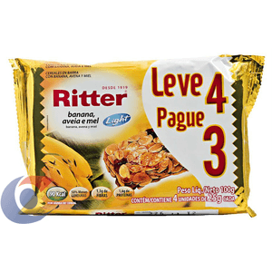 Barra De Cereais Ritter Banana E Aveia 4 Un 20g - Leve 4, Pague 3