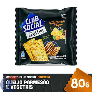 Biscoito Salgado Club Social Crostini Queijo Parmesão E Vegetais 80g