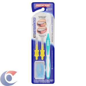 Kit Dentalclean Escova Ortodôntica + Passa Fio + 2 Escova Interdental