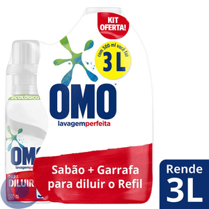 Limpa Roupas Liquido Omo Concentrado Kit De Refil Para Diluir 500ml