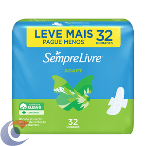 Absorvente Sempre Livre Adapt Suave Com Abas 32 Un Leve Mais E Pague Menos