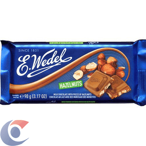 Chocolate Polonês E.Wedel Tablete Ao Leite Pedaços De Avelã 90g