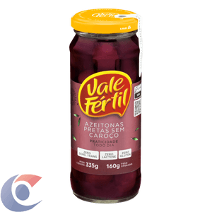 Azeitona Preta Inteira Vale Fértil Sem Caroço 160g