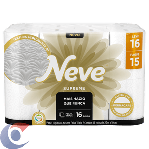 Papel Higiênico Folha Tripla Neve Supreme 20mts Leve 16, Pague 15
