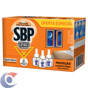 Sbp Repelente Elétrico Líquido 45 Noites 3 Refis Oferta Especial
