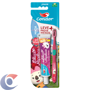 Kit Escova + Gel Dental Com Flúor Tutti Frutti Lilica Ripilica Condor Kids 50g Leve Mais Pague Menos