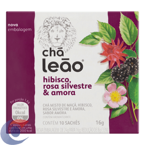 Chá Leão Premium Hibisco Rosa Silvestre & Amora 10 Sachês