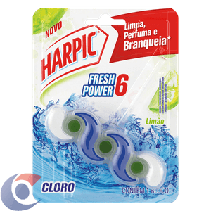 Bloco Sanitário Harpic Fresh Power 6 Com Cloro - Desinfeta E Branqueia