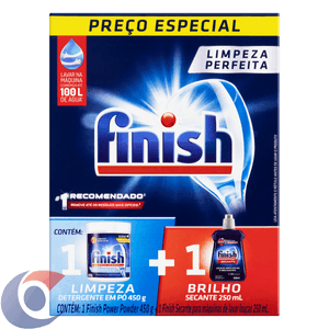 Kit Detergente Para Máquina Em Pó Finish 450g + Secante 250ml