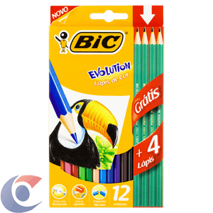 Lápis De Cor Bic Evolution 12 Un Grátis 4 Lápis