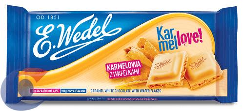 CHOC-POL-EWEDEL-90G-BCO-BCO-CARAMEL-FLO