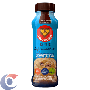 Bebida Láctea Uht Cappuccino Zero Lactose 3 Corações Balance Frasco 260ml