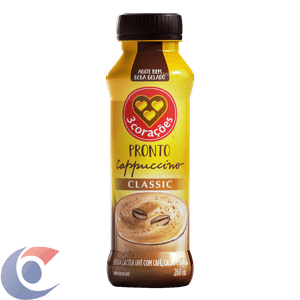 Bebida Láctea Uht Cappuccino Classic 3 Corações Frasco 260ml