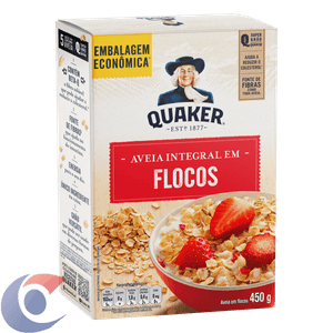 Aveia Em Flocos Regulares Quaker Caixa Embalagem Econômica 450g