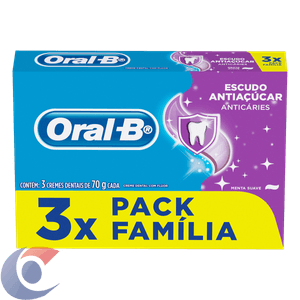 Creme Dental Oral-B Escudo Anti-Açúcar 3x70g