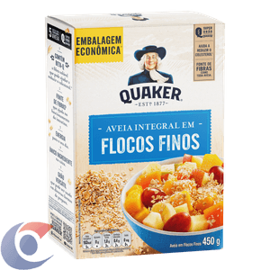 Aveia Em Flocos Finos Quaker Caixa Embalagem Econômica 450g