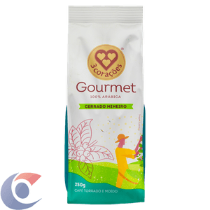 Café 3 Corações Torrado E Moído Cerrado Mineiro Gourmet Pacote 250g