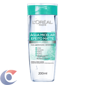 Água Micelar Efeito Matte L'Oréal Paris Solução De Limpeza Facial, 200ml