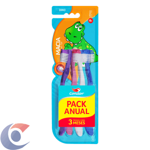 Escova Dental Infantil Macia Dino Condor Cabeça P 4 Un