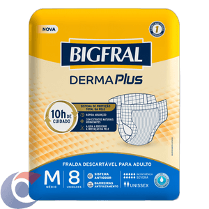Fralda Geriatrica Bigfral Derma Plus M 8 Un