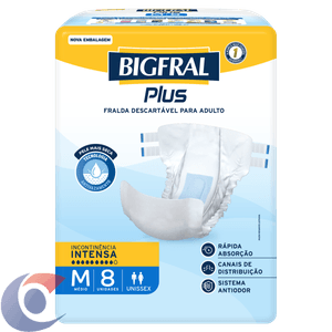 Fralda Geriatrica Bigfral Plus Regular M 8 Un