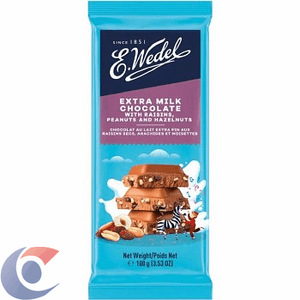 Chocolate Polonês E.Wedel Com Extra Leite Uva Passa Amendoim E Avelã 100g
