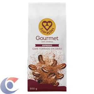Café Torrado Em Grãos 3 Corações Gourmet 500g Espresso
