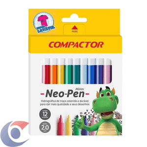 Canetas Hidrográfica Compactor Neo-Pen Mirim 2,0mm 12 Un