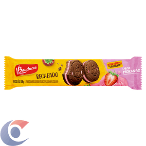 Biscoito Chocolate Recheio Morango Bauducco Pacote 108g