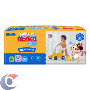 Fralda Descartável Infantil Shortinho Turma Da Mônica Baby G Pacote 30 Un