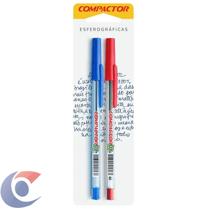 Canetas Esferográficas Compactor 07 Azul E Vermelha 2 Un