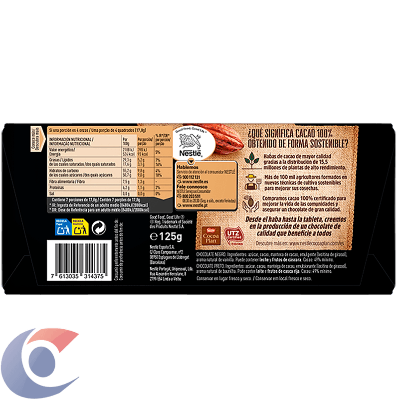 CHOC-TAB-ESP-NESTLE-DARK-125G-AMARGO